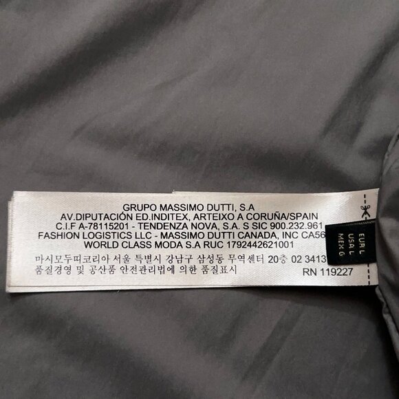 Massimo Dutti Puffer Vest Mens Size L Full-Zip Duck Down Feather Gray NEW - Picture 5 of 7
